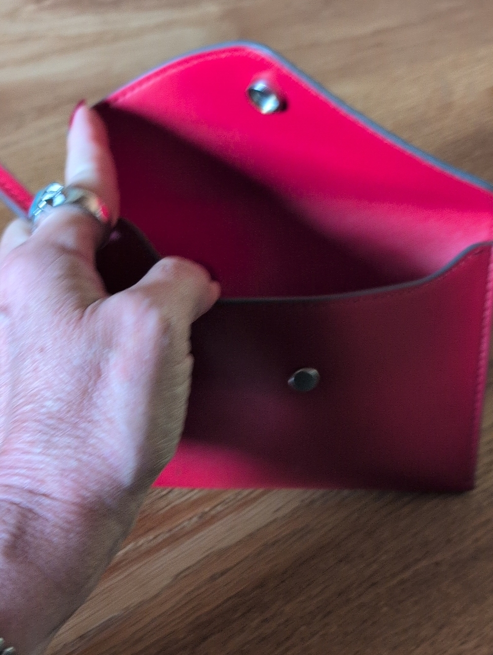 Karl Lagerfeld Paris Red Envelope Wristlet With Silver Hardware EUC - Picture 4 of 10